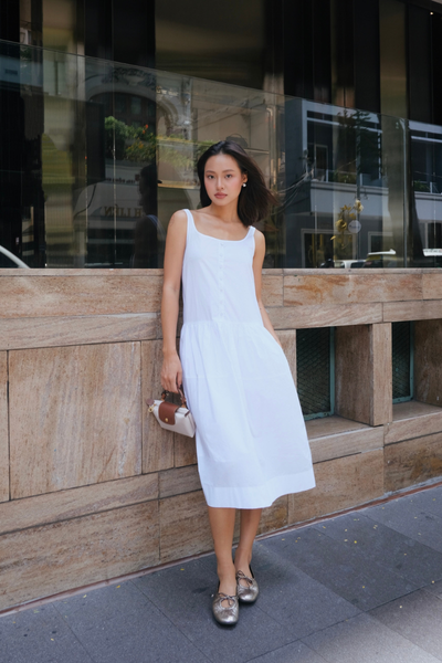 Đầm Sunday Market Poplin Dress - White