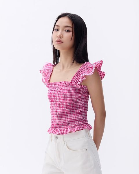 Áo Girly Top - True Pink Gingham ZigZag