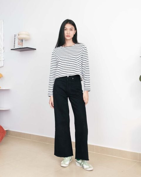 Quần City Wide Leg Jeans - Black