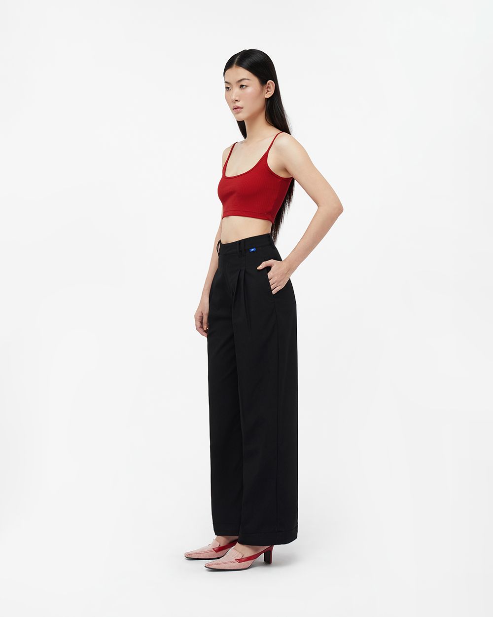 Pleat straight trousers