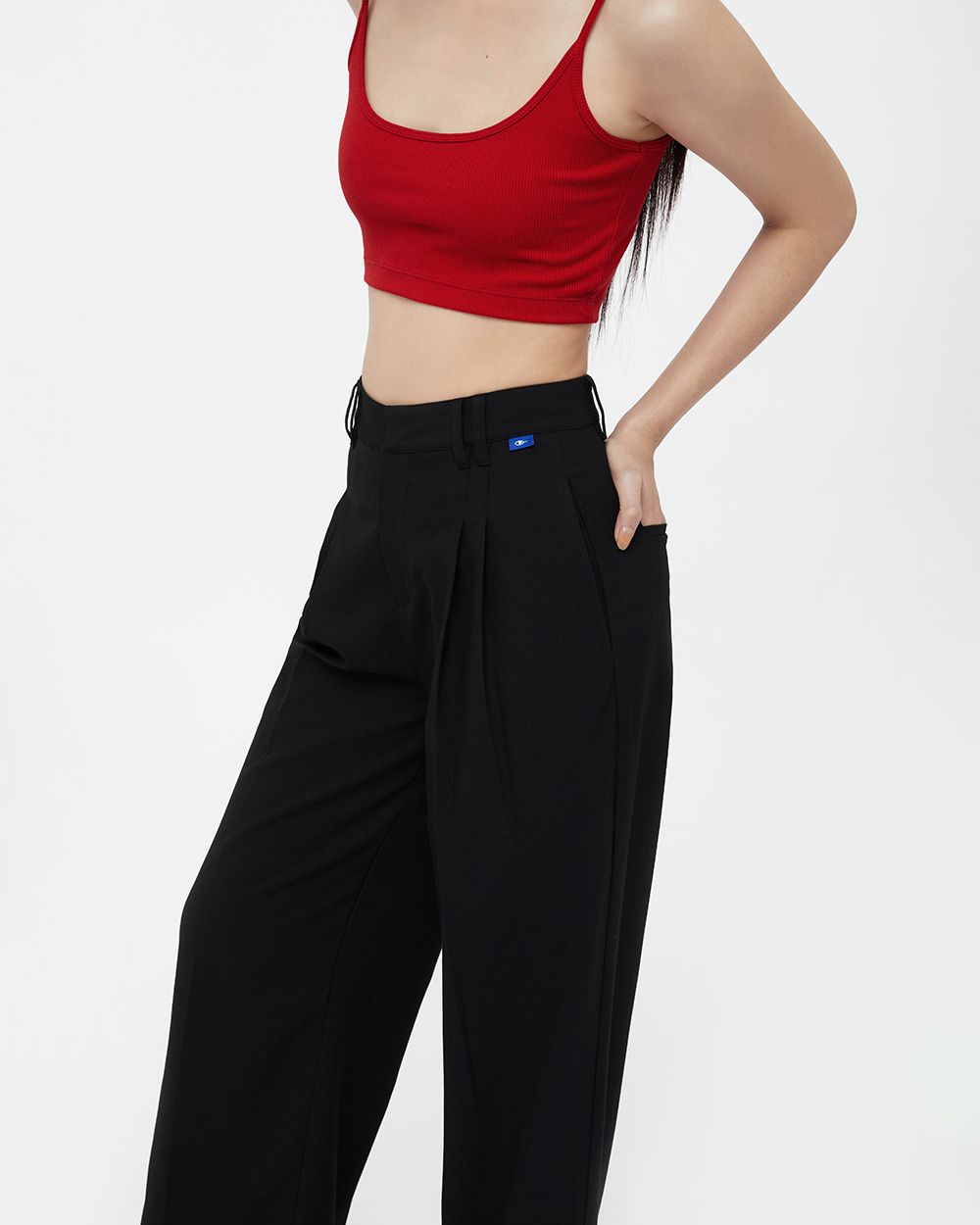 Pleat straight trousers