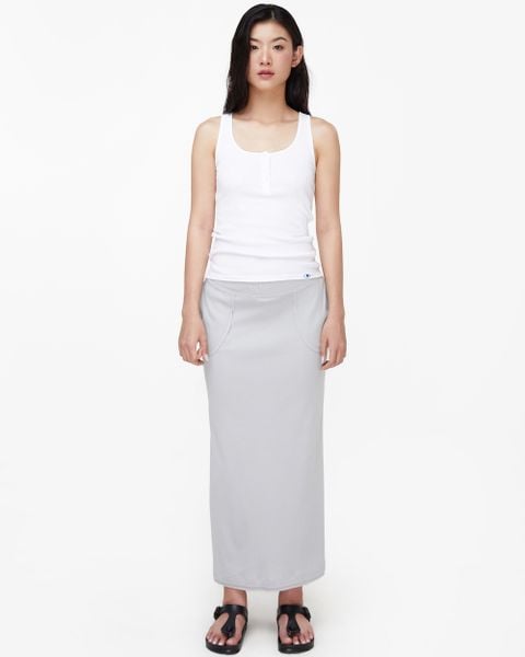 Rib Midi Skirt - Grey