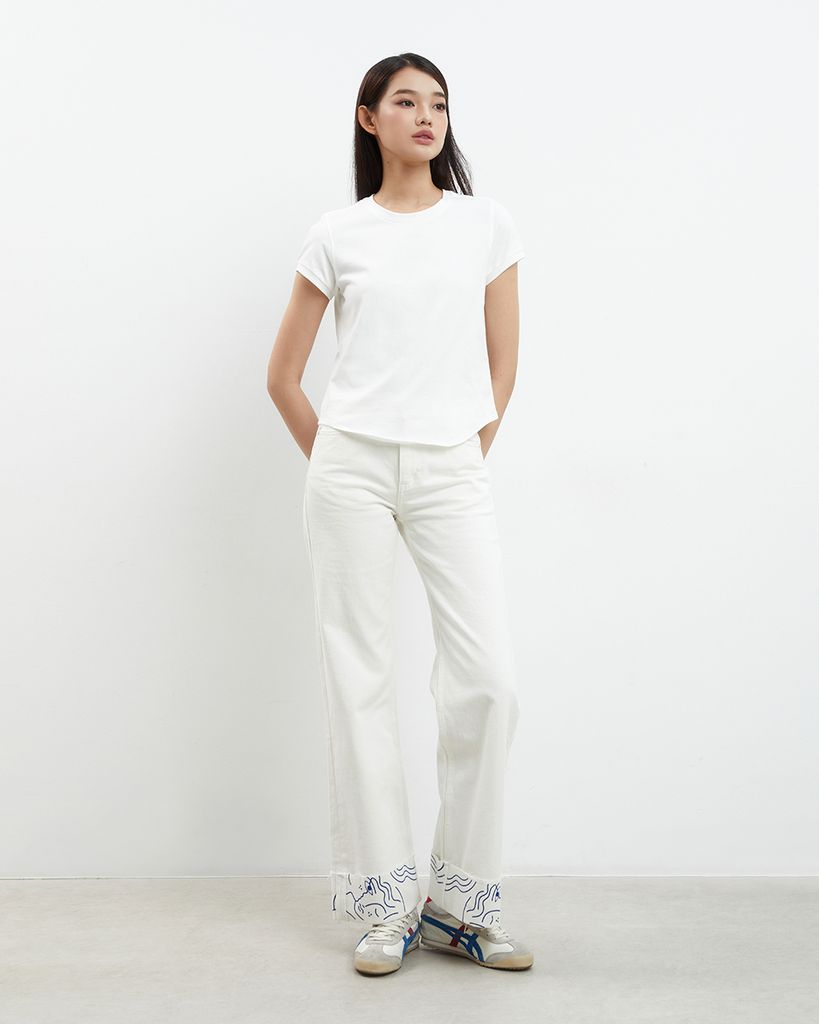 Áo Thun Trắng 90s Slim Tee - 100% Natural Cotton