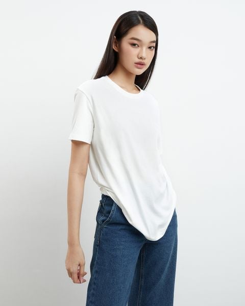 Áo Thun Trắng Boyfriend Tee - 100% Natural Cotton