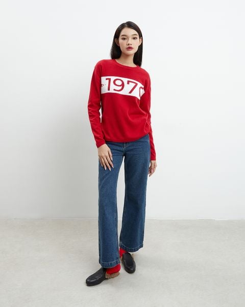 1970 Knit Sweater - Red Cotton