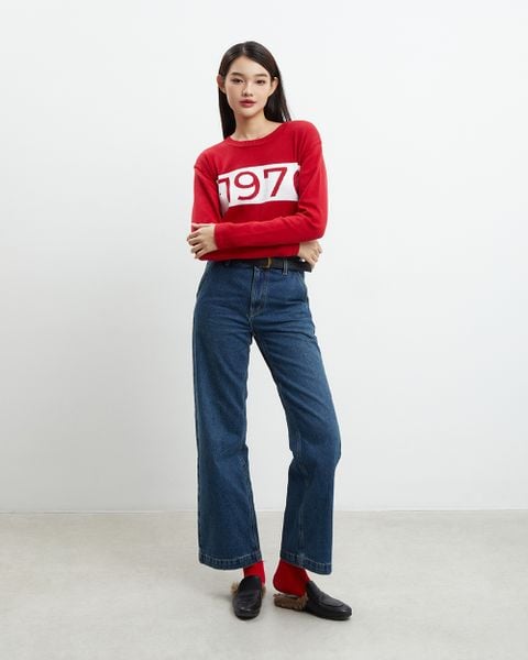 1970 Knit Sweater - Red Cotton