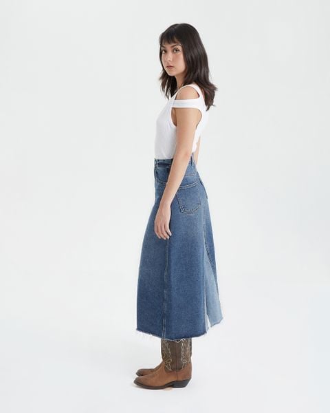 1970s Denim Midi Skirt - The 1975 Wash