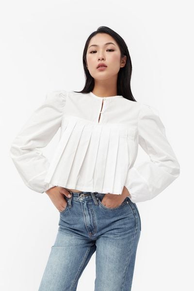 Áo sơ mi trắng Victorian Pleated Blouse - White Cotton