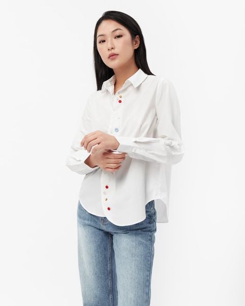 Áo sơ mi trắng Colored Buttons Shirt - White Cotton