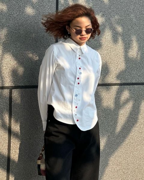 Áo sơ mi trắng Colored Buttons Shirt - White Cotton