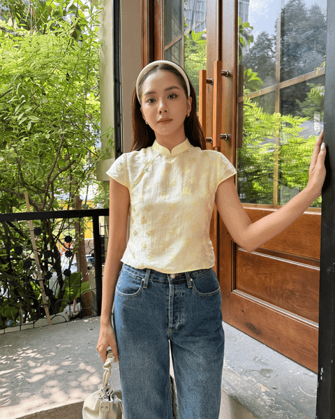 Áo Cánh Lụa Tơ Tằm - Vàng Nắng Mai