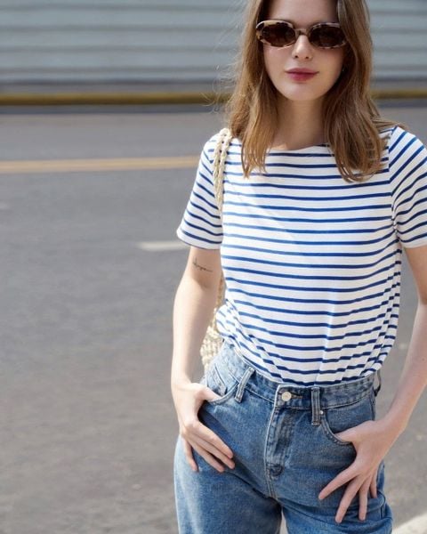 Áo Thun Sọc Number 6 Short Sleeve - Signature Blue Stripe Premium Cotton