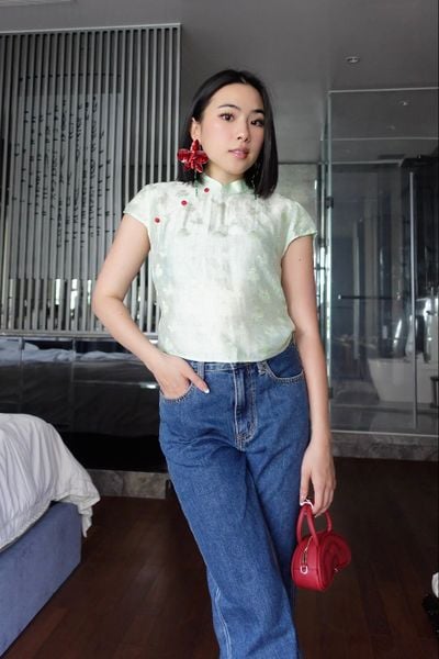 Áo Cánh Lụa Tơ Tằm - Xanh Cốm