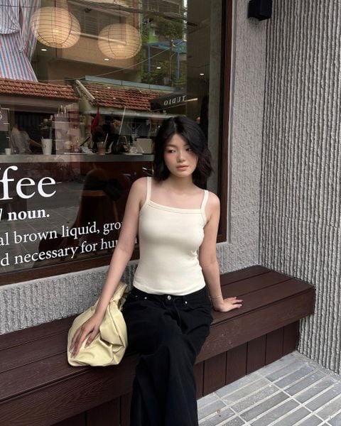 Áo 90s Tank - Beige Bamboo Cotton