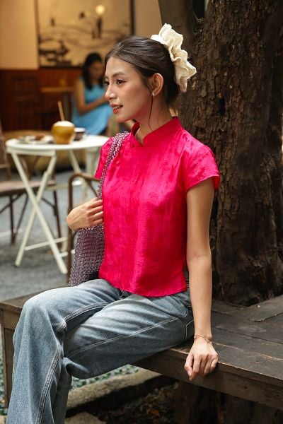 Áo Cánh Lụa Tơ Tằm - Hồng Sen