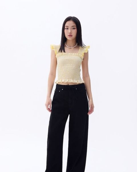 Áo Girly Top - Yellow Gingham ZigZag