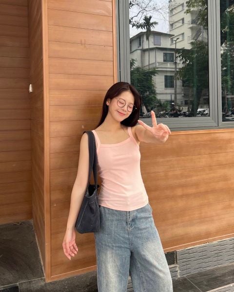 Áo 90s Tank - Pink Bamboo Cotton