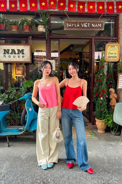 Áo Daily Cami Top - Lụa Tổng Hợp Đỏ