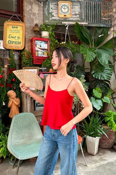 Áo Daily Cami Top - Lụa Tổng Hợp Đỏ