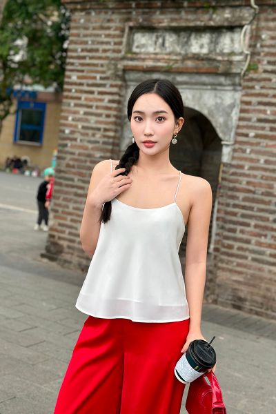 Áo Daily Cami Top - Lụa Tổng Hợp Trắng