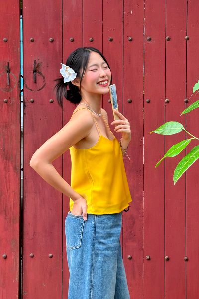 Áo Daily Cami Top - Lụa Tổng Hợp Vàng Mustard
