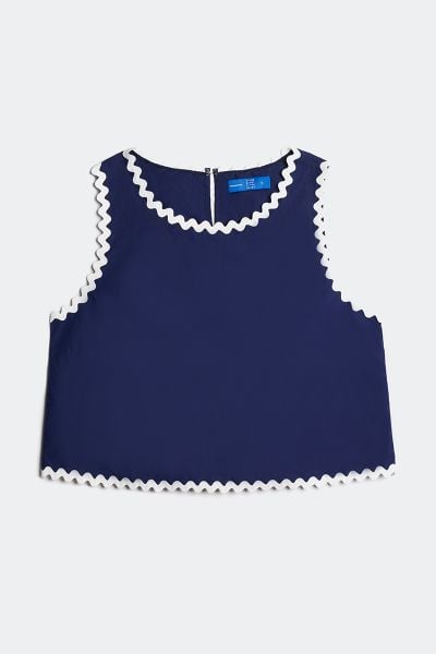 Áo ZigZag Lace Top - Navy Poplin