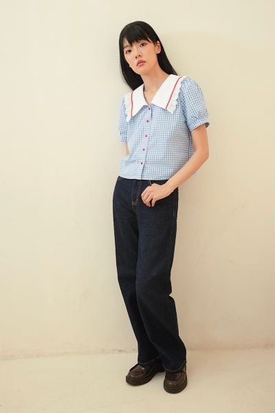 Áo Lolita Top - AquaBlue Gingham