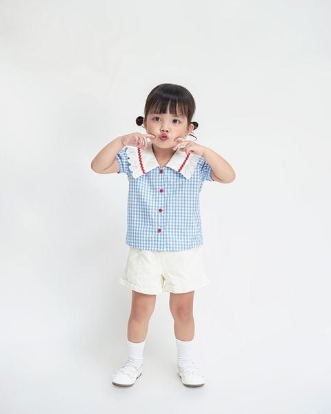 Áo BlueKid Lolita Top - AquaBlue Gingham