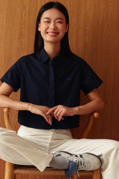 Áo Poplin Boxy Shirt - Navy