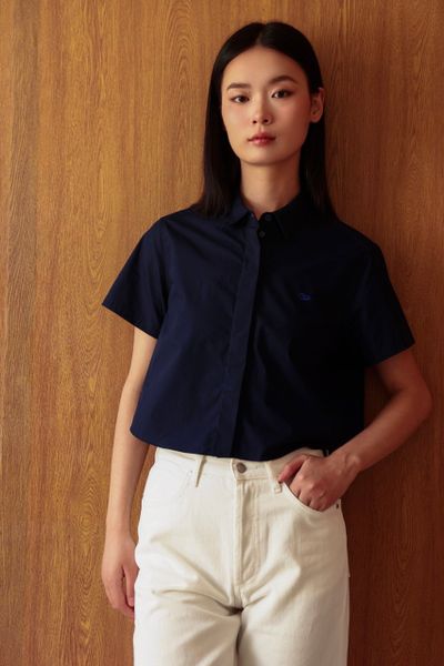 Áo Poplin Boxy Shirt - Navy