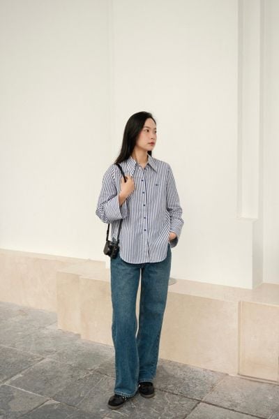 Áo sơ mi Sydney Oversize Shirt - Blue Navy Stripe
