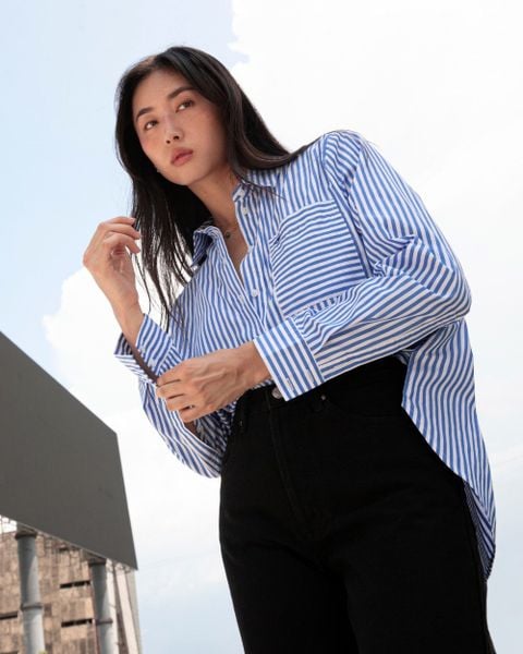 Áo New Pocket Oversize Shirt - BlueMade Stripe