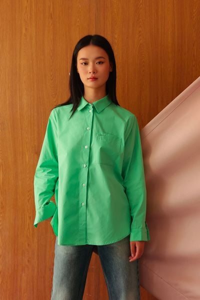 Áo New Pocket Oversize Shirt - Green Poplin 110