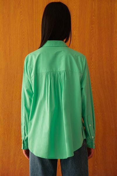 Áo New Pocket Oversize Shirt - Green Poplin 110