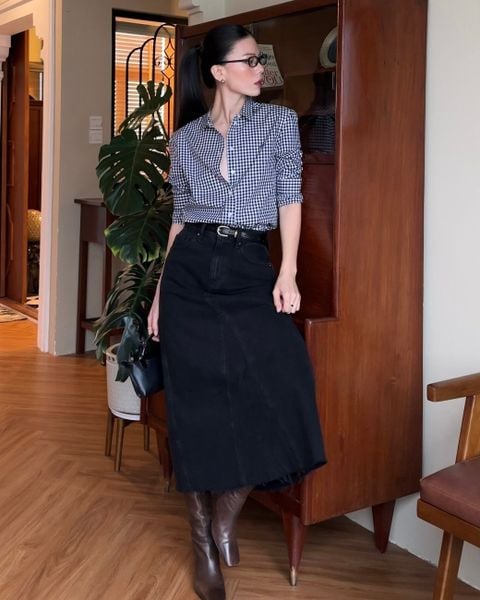 Áo The A Classic Shirt - Black Gingham