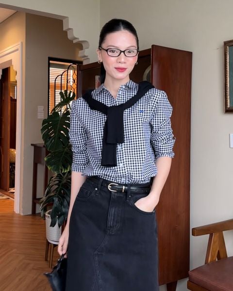 Áo The A Classic Shirt - Black Gingham