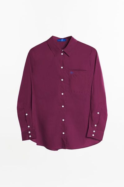 Áo New Pocket Oversize Shirt - Red Wine Poplin 110