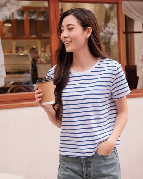 Áo Thun Sọc Everyday Tee - White Blue Stripe