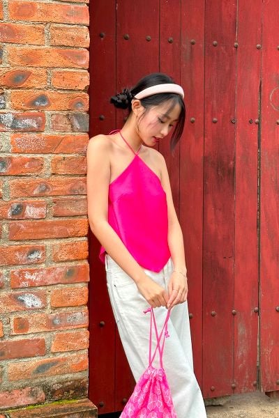 Áo Yếm Đào - Lụa Tổng Hợp Hồng Rose