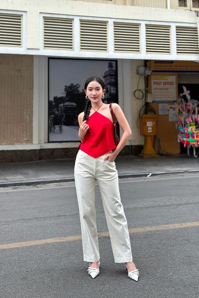 Áo Yếm Đào - Lụa Tổng Hợp Đỏ