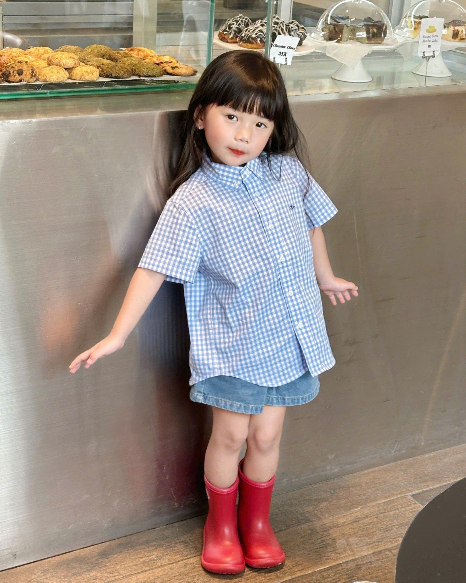 Áo BlueKid Short Sleeve Shirt - AquaBlue Gingham