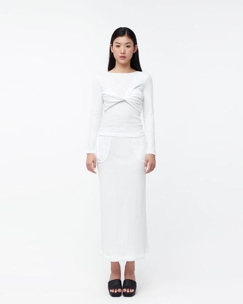 Rib Midi Skirt - White