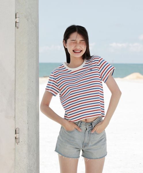 Áo thun sọc Everyday Tee - Signature Red Blue Stripe