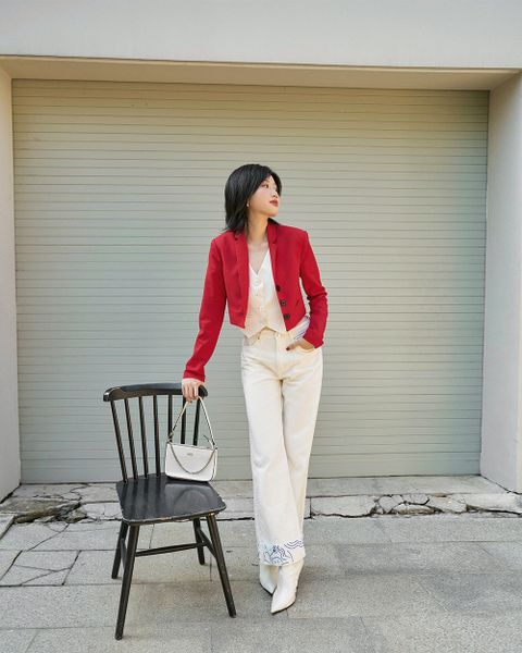 Red Cropped Blazer