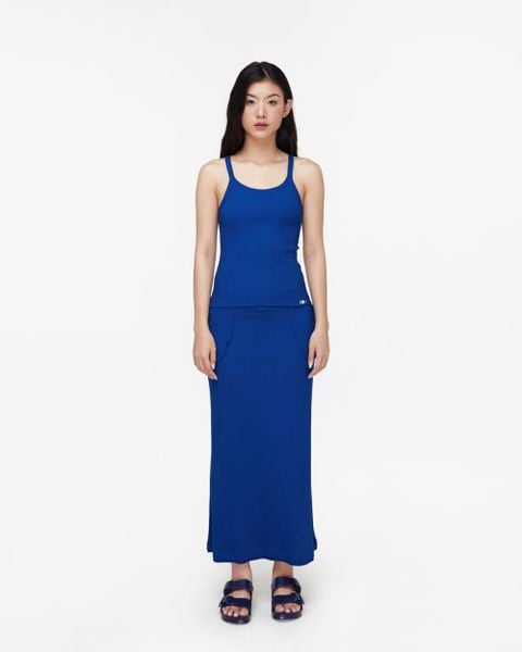 Rib Midi Skirt - Blue