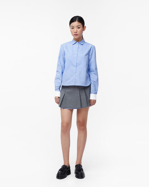 Pleated Mini Skirt - Grey Blue