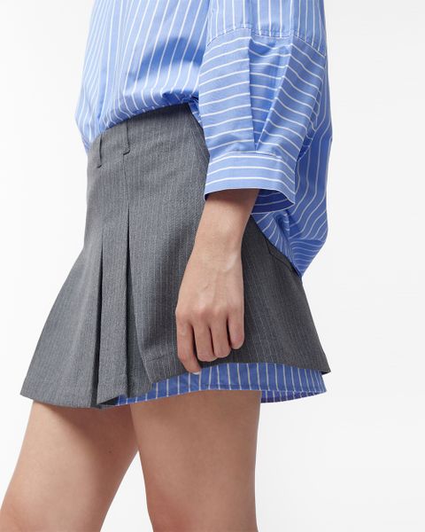 Pleated Mini Skirt - Grey Blue