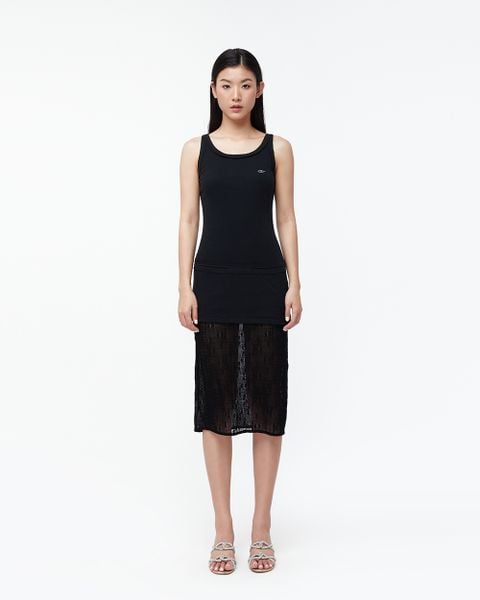 Rib Lace Dress - Black