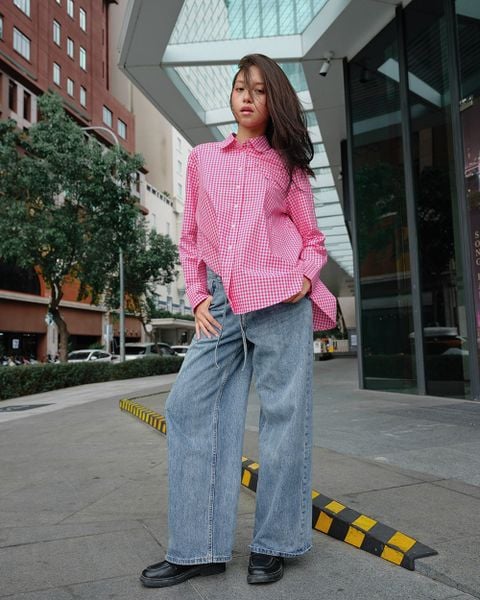 Áo Miss Oversize Shirt - True Pink Gingham