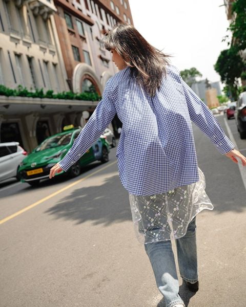 Áo Miss Oversize Shirt - Royal Blue Gingham